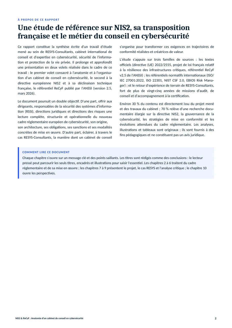 Page 2: the editorial note on the document, and the reference study it is built on